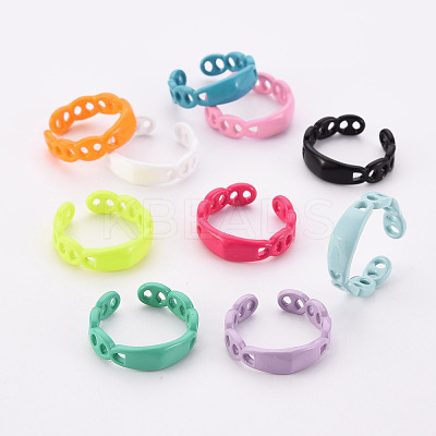 Spray Painted Brass Cuff Rings RJEW-S045-105-NR-1