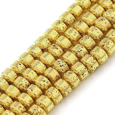 Electroplated Natural Lava Rock Beads Strands G-L606-C02-01A-1
