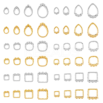 48Pcs 24 Style Brass Sew on Prong Settings KK-FH0006-93-1