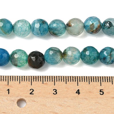Dyed Natural Agate Faceted Round Beads Strands G-E320E-8mm-15-1