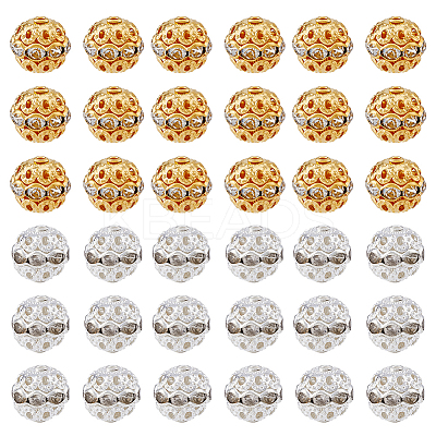 120Pcs 2 Colors Alloy Rhinestone Beads RB-HY0001-05-1