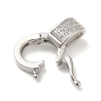 Brass Micro Pave Clear Cubic Zirconia Twister Clasps KK-Q772-15P-1