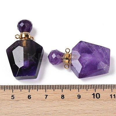 Natural Mixed Stone Openable Perfume Bottle Pendants G-I381-02G-1