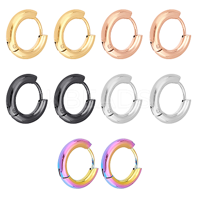 10Pair 5 Colors Ion Plating(IP) 304 Stainless Steel Chunky Huggie Hoop Earrings with 316 Surgical Stainless Steel Pin for Women EJEW-DC0001-16-1