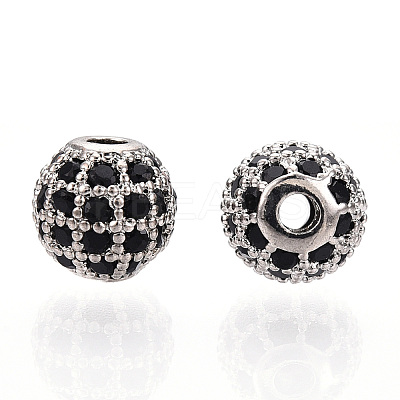 Rack Plating Brass Cubic Zirconia Beads LS-ZIRC-S001-6mm-B03-1