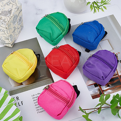 6Pcs 6 Colors Casual Mini Cloth Doll Backpack AJEW-GF0008-36A-1