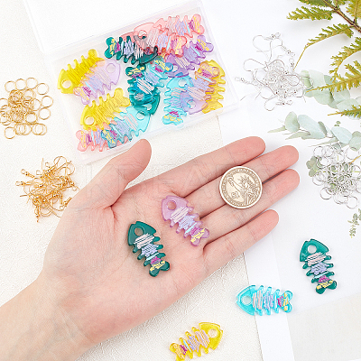 Fishbone Dangle Earrings DIY Making Kits DIY-OC0008-05-1