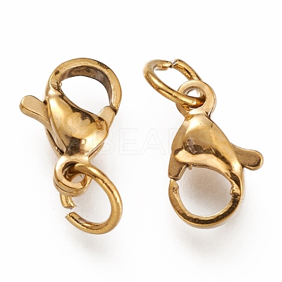 Ion Plating(IP) 304 Stainless Steel Lobster Claw Clasps X-STAS-G240-01B-G-1