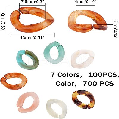 700Pcs 7 Color Acrylic Linking Rings SACR-FH0001-05-1