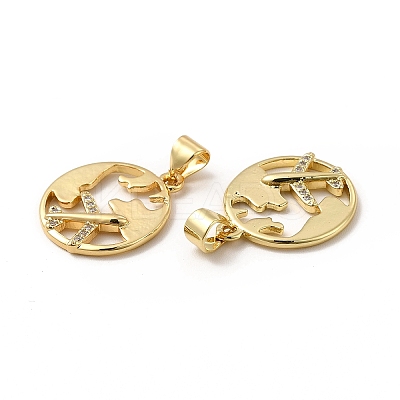 Eco-friendly Rack Plating Brass Micro Pave Cubic Zirconia Pendants KK-E072-16G-1