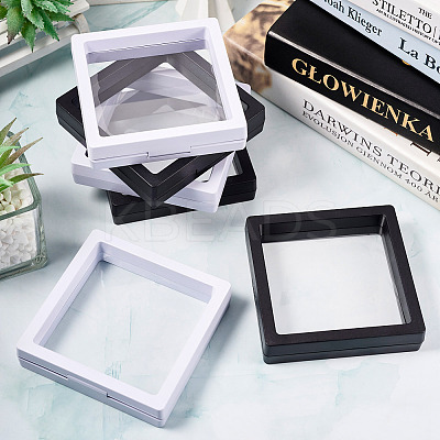 6Pcs 2 Styles Square Transparent 3D Floating Frame Display OBOX-TA0001-01-1