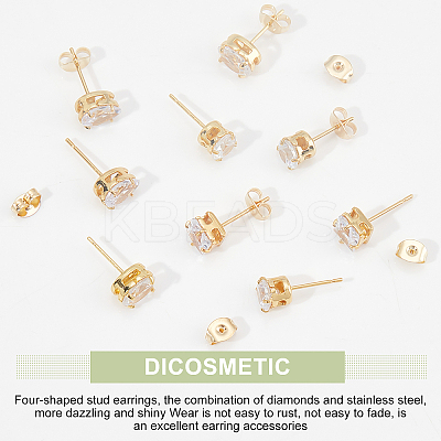 12 Pairs 4 Style Brass Stud Earrings EJEW-DC0001-08-1