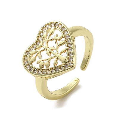 Rack Plating Brass with Clear Cubic Zirconia Cuff Rings RJEW-G308-01E-G-1