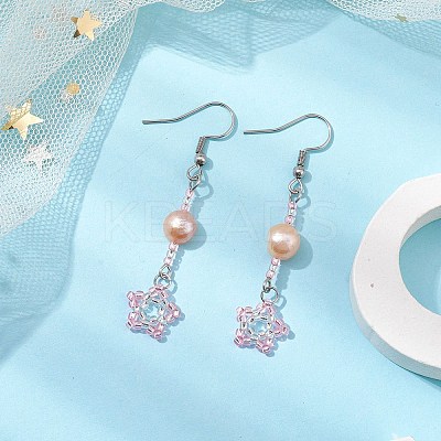 Natural Pearl Dangle Earrings EJEW-MZ00120-04-1
