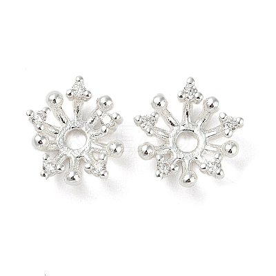 Brass Micro Pave Clear Cubic Zirconia Bead Caps KK-U045-05S-1