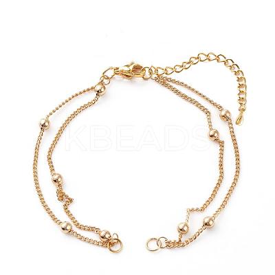 Multi-strand Brass Curb Chain Bracelet Makings AJEW-JB00981-1