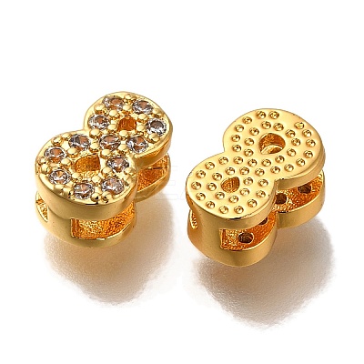 Rack Plating Number Brass Micro Pave Clear Cubic Zirconia Silde Charms KK-A231-13I-1