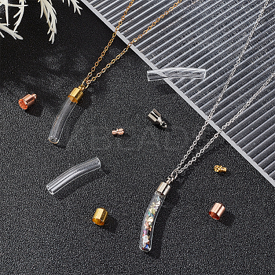 6 Set 3 Colors Transparent Glass Vial Pendant Normal Link Connectors GLAA-PH0002-31-1