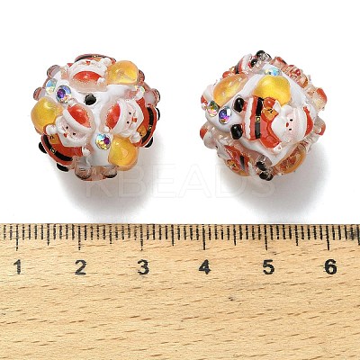 Christmas Theme Polymer Clay Rhinestone Beads with Resin RESI-Z045-01A-1