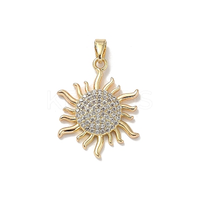 Brass Micro Pave Clear Cubic Zirconia Pendants KK-B138-01G-01-1