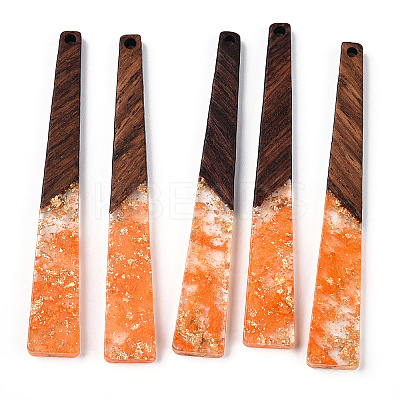 Transparent Resin & Walnut Wood Big Pendants RESI-N039-68G-1
