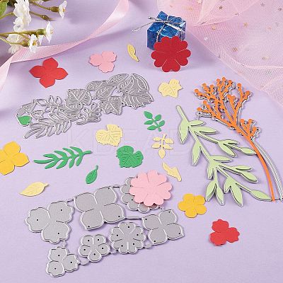 3Pcs 3 Style Leaf & Flower Frame Carbon Steel Cutting Dies Stencils DIY-SZ0004-18-1