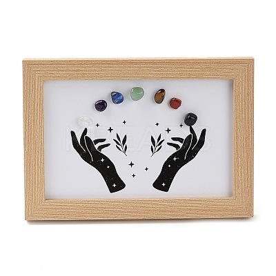 Hand Pattern Gemstone Chakra Picture Frame Stand DJEW-F021-07-1