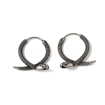 Antique Silver 316 Surgical Stainless Steel Hoop Earrings EJEW-D096-03C-AS-1