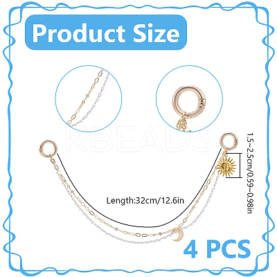 4Pcs Acrylic Pearl & Brass Chain Boot Strap Chains HJEW-DR00228-1