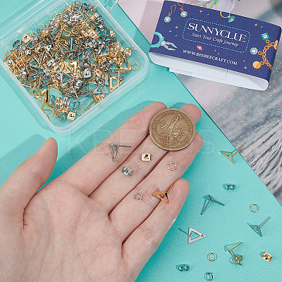 80Pcs 2 Colors 201 Stainless Steel Stud Earring Findings with Hole DIY-SC0023-55-1