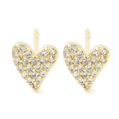 Brass Micro Pave Clear Cubic Zirconia Studs Earring for Women EJEW-S217-A03-1