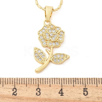 Brass Micro Pave Clear Cubic Zirconia Pendant Necklaces for Women LS-NJEW-M084-02G-01-1