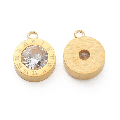 304 Stainless Steel Rhinestone Charms STAS-Z009-17G-1