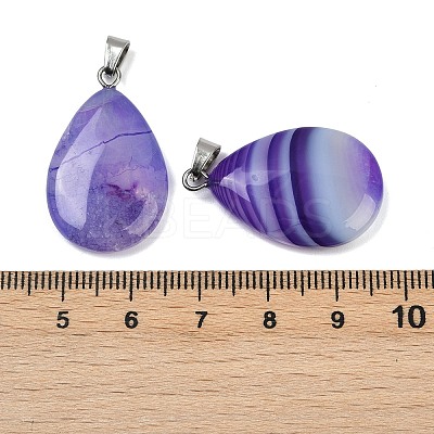 Dyed Natural Banded Agate Pendants G-G202-09A-1
