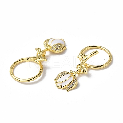 Brass Micro Pave Clear Cubic Zirconia Toggle Clasps KK-P223-49G-02-1