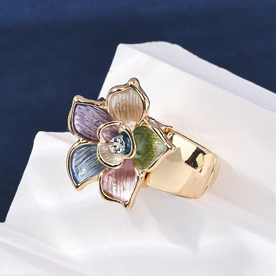 Zinc Alloy & Enamel Stretch Finger Rings for Women RJEW-M101-01B-G-1
