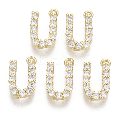 Brass Micro Pave Cubic Zirconia Charms KK-T060-05-U-G-NF-1