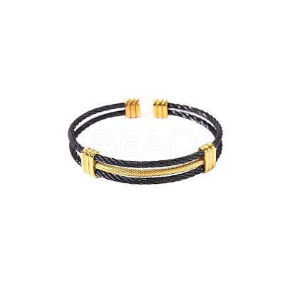 Braided 304 Stainless Steel Cuff Bangles for Men Women FS-WGA6616-02-1