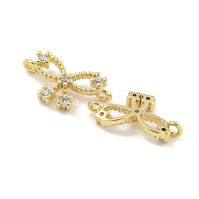 Brass Pave Clear Cubic Zirconia Connector Charms KK-Q820-41G-1