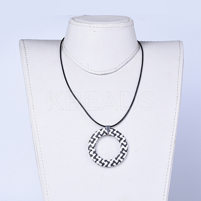 Raffia Woven Pendants Necklaces NJEW-JN02359-02-1