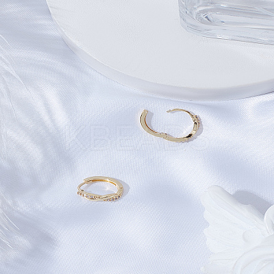 2Pcs Brass Clear Cubic Zirconia Twist Hoop Earrings EJEW-LP0007-016-1