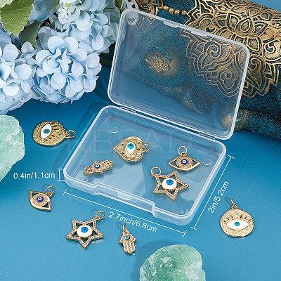 10Pcs 5 Style Brass Micro Pave Clear Cubic Zirconia Pendants KK-BBC0003-54-1