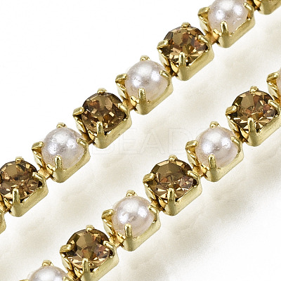 Brass Rhinestone Strass Chains CHC-N017-001A-A01-1