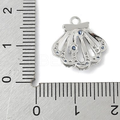 Brass Pave Light Sky Blue and Clear Cubic Zirconia Sea Animal Connector Charms LS-KK-M326-07A-P-1