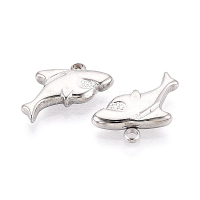 304 Stainless Steel Shark Pendants STAS-T069-09S-1