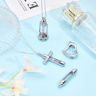 4 Sets 4 Style Wishing Bottle Glass Pendants GLAA-CA0001-50-1