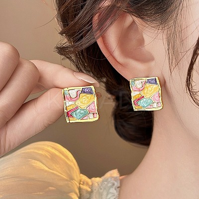 Alloy Enamel Stud Earrings FS-WG76410-02-1