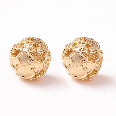 Brass Hollow Round Beads KK-P226-02CG-1
