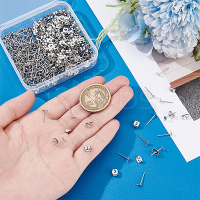200Pcs 304 Stainless Steel Stud Earring Findings STAS-UN0063-93-1