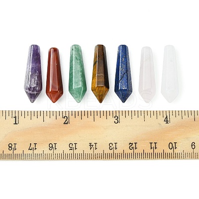 7Pcs 7 Styles Natural Mixed Gemstone Pointed Beads G-FS0005-53-1